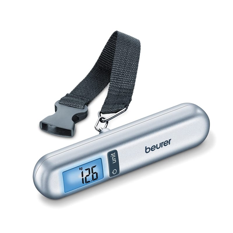 Digitálna batožinová váha Beurer LS 06 s LCD displejom, integrovaným 1 m meracím pásom, na kontrolu príručnej batožiny, max. 40 kg, na cestovanie