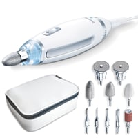 Set manichiură și pedichiură electric Beurer MP 62, 10 accesorii, lumină LED, husă de depozitare, alb 1