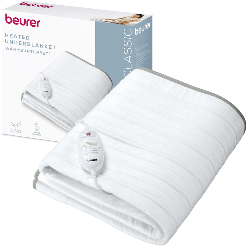 Saltea electrică Beurer TS 17, material fleece moale, 150x80 cm, 3 trepte de temperatură, strat antiderapant, întrerupător detașabil, lavabilă la 30°C, gri