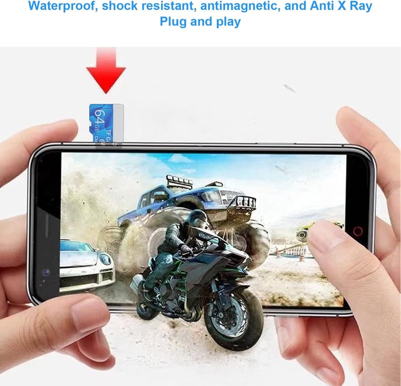 Bewinner 64GB MicroSD Memóriakártya Class 10 Vízálló Ütésálló Telefon Kamera Drón MP3 Lejátszó