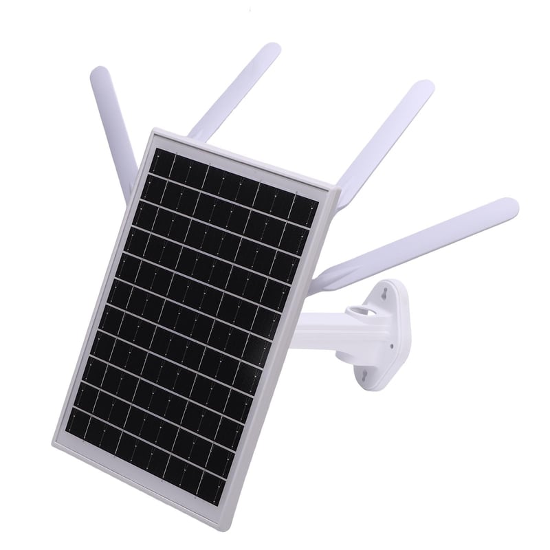Bewinner Solárny 4G LTE modemový router s WiFi 6 extenderom, 12W solárny panel, 18000 mAh batéria, IP66 vodoodolnosť, dosah 150 m, slot na SIM kartu, biela anténa