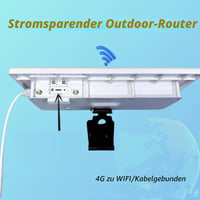 Bewinner Solárny 4G LTE modemový router s WiFi 6 extenderom, 12W solárny panel, 18000 mAh batéria, IP66 vodoodolnosť, dosah 150 m, slot na SIM kartu, biela anténa 6