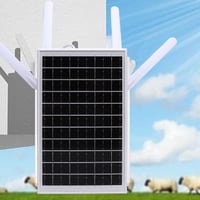 Bewinner Solárny 4G LTE modemový router s WiFi 6 extenderom, 12W solárny panel, 18000 mAh batéria, IP66 vodoodolnosť, dosah 150 m, slot na SIM kartu, biela anténa 5