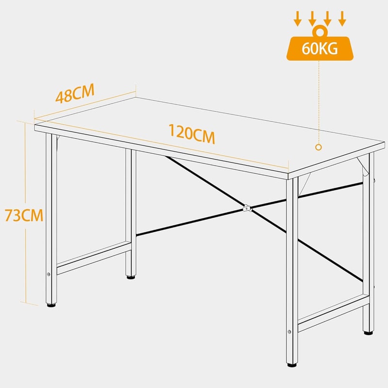 BEXEVUE Íróasztal 80x40 cm, Számítógépasztal Ipari Stílusban, Fém Kerettel