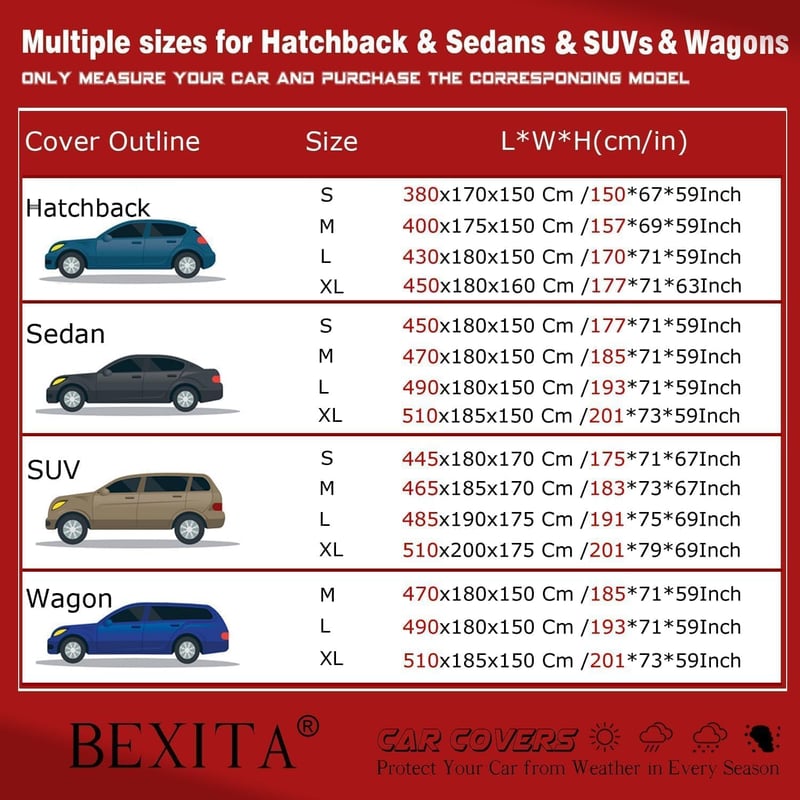 BEXITA SUV Autóvédő Ponyva Vízálló Téli Nyári Univerzális Védelem