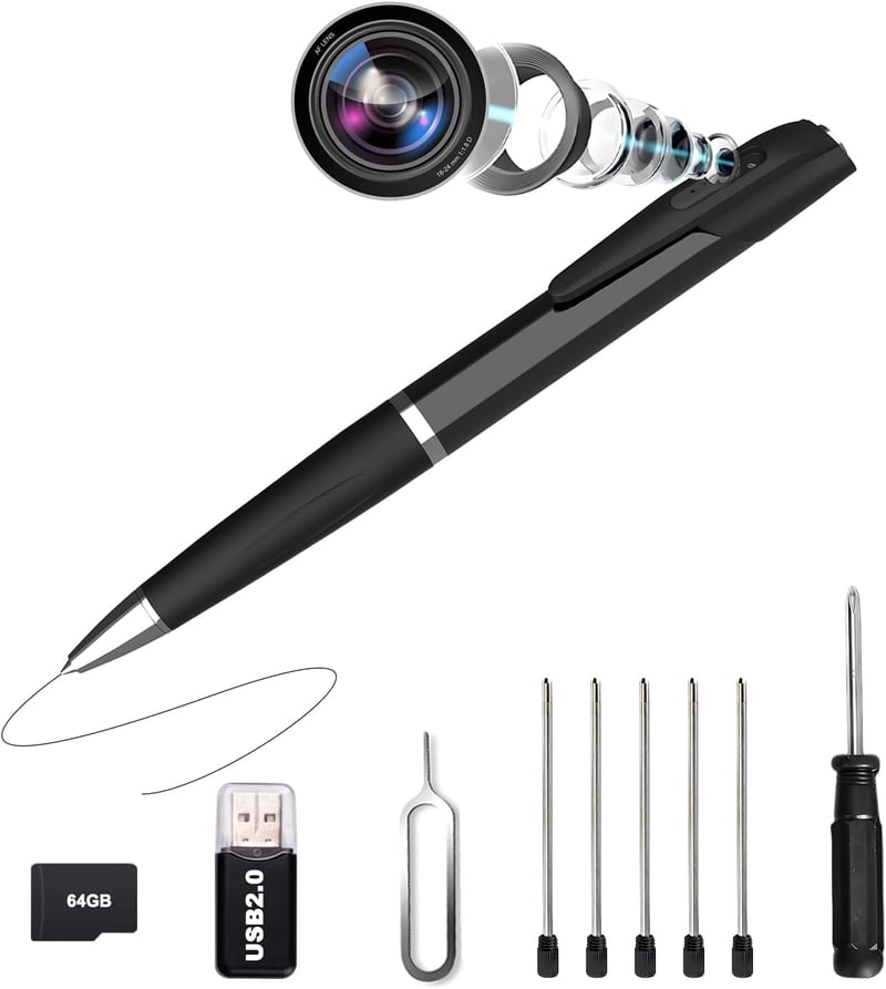 Bextgoo 1080P Mini Kamera 64GB Memóriakártyával, Toll Kamera Megfigyeléshez