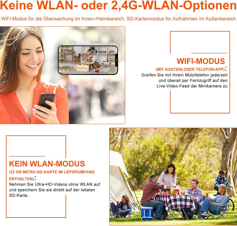 Bextgoo 4K Mini Kamera WiFi 32GB Éjjellátó Széles Látószög Fekete