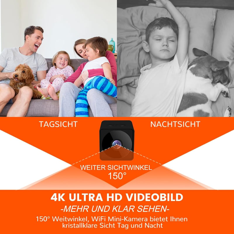 Bextgoo 4K Mini Kamera WiFi 32GB Éjjellátó Széles Látószög Fekete