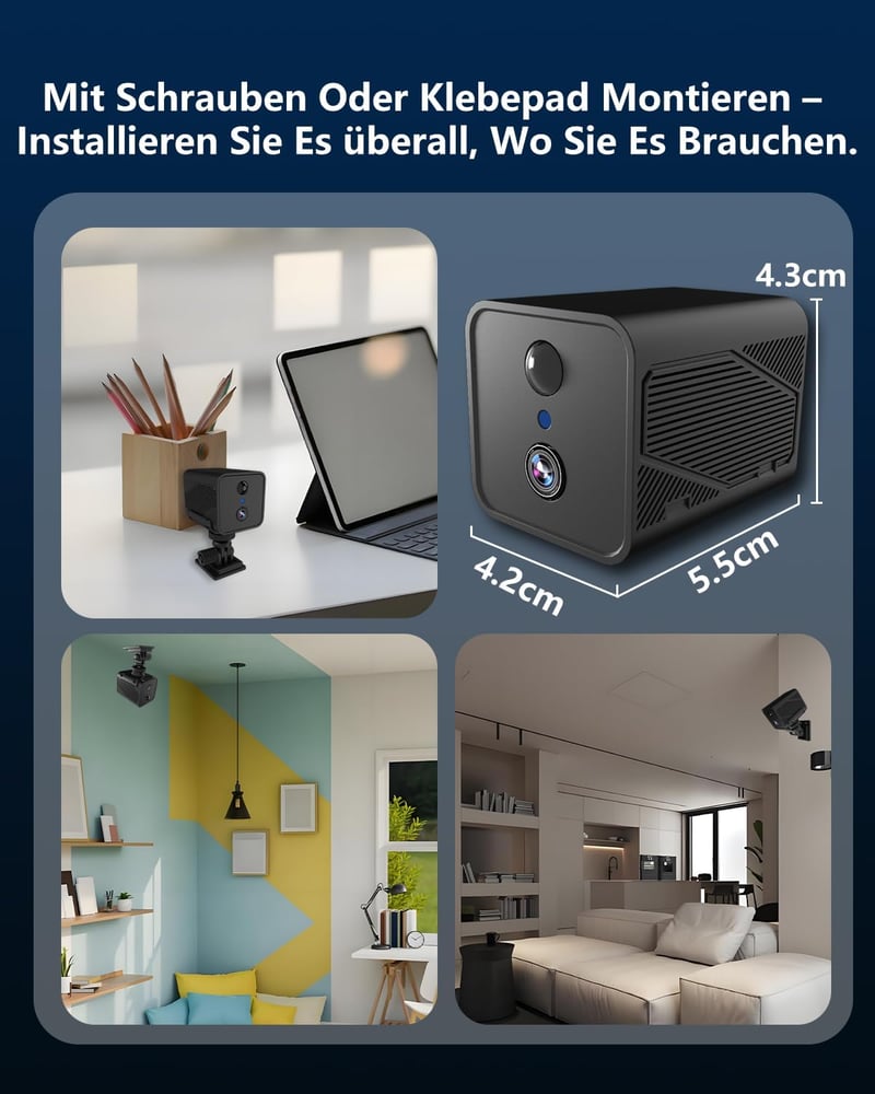Bextgoo 4K Mini WiFi Kamera Éjjellátóval, 50 Napos Üzemidő, Felhő és Helyi Tárolás