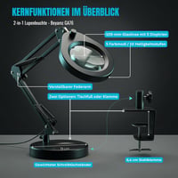 Beyamz LED nagyítólámpás asztali lámpa 5X 10,5cm kerek, 5 szín, állvánnyal 3