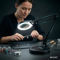 Beyamz LED nagyítólámpás asztali lámpa 5X 10,5cm kerek, 5 szín, állvánnyal 2