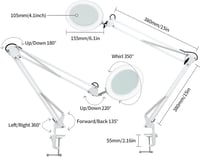 Beyamz nagyítólámpá 105mm 5-dioptriás valódi üveggel, 3 színmód, USB, fehér 5