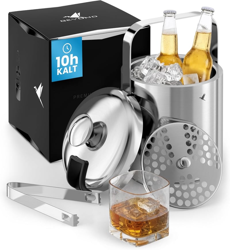 Beyond Jégkocka Készítő Tálca Fedővel és Fogóval, Rozsdamentes Acél, 1,3 Literes Jégtartó - Stainlesssteel