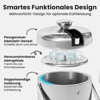 Beyond Jégkocka Készítő Tálca Fedővel és Fogóval, Rozsdamentes Acél, 1,3 Literes Jégtartó - Stainlesssteel 9