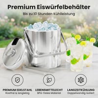 Beyond Jégkocka Készítő Tálca Fedővel és Fogóval, Rozsdamentes Acél, 1,3 Literes Jégtartó - Stainlesssteel 2