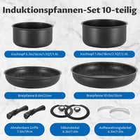 Set de vase BEZIA, 10 piese, cu mâner detașabil, tigaie cu inducție, înveliș antiaderent. 7