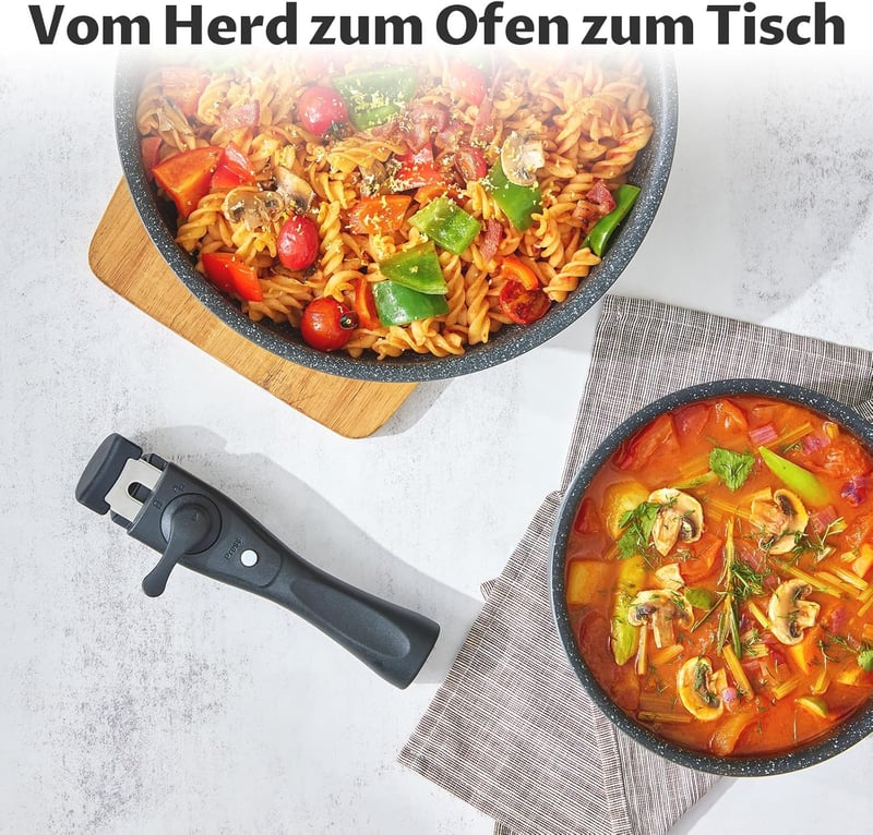 BEZIA Indukciós Edénykészlet Levehető Fogantyúval, Tapadásmentes, Minden Tűzhelytípushoz, Mosogatógépben Mosható