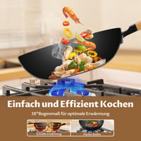 Indukčná panvica wok BEZIA s pokrievkou, nepriľnavý 30 cm wok s granitovým povrchom, drevenou rukoväťou, plochým dnom, vhodná na všetky typy sporákov 4