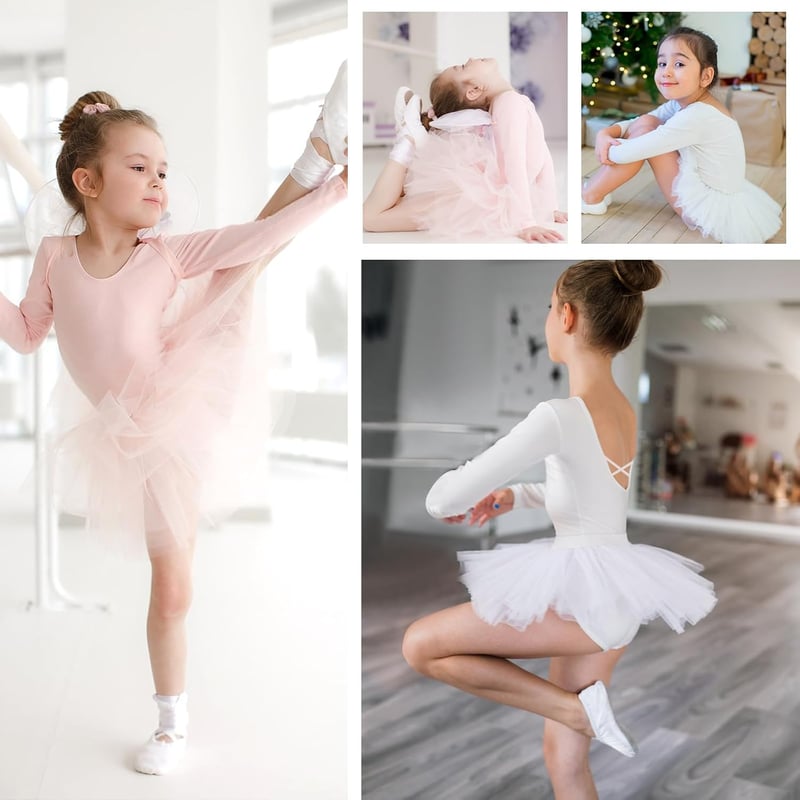 Bezioner Gyerek Balett Ruha Tütü Hosszú Ujjú Balett Dressz Lányoknak