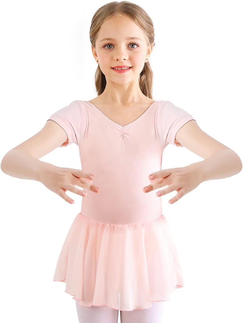 Bezioner Lány Balett Ruha Rövid Ujjú Pamut Body Sifon Tütü Szoknyával Tánc Dressz Gyerek Balerina Jelmez