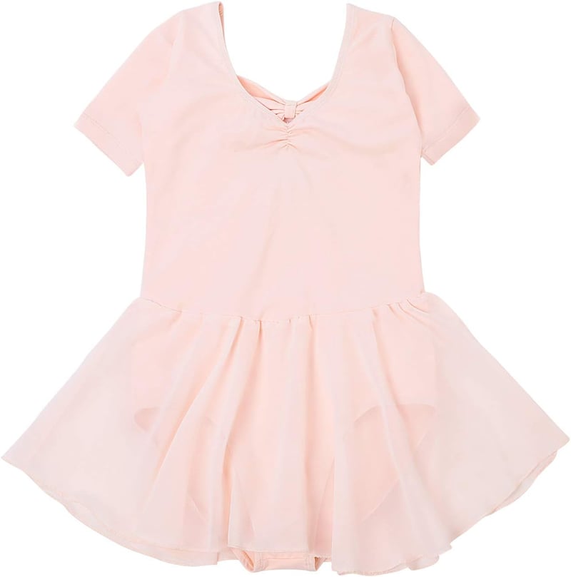 Bezioner Lány Balett Ruha Rövid Ujjú Pamut Body Sifon Tütü Szoknyával Tánc Dressz Gyerek Balerina Jelmez