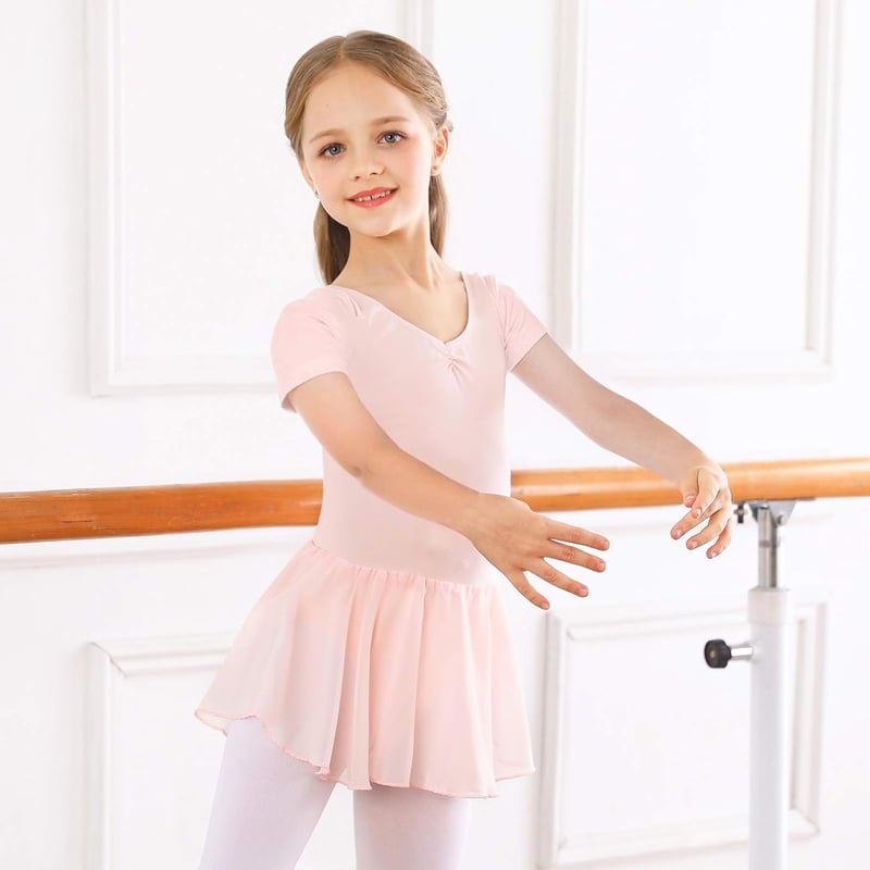 Bezioner Lány Balett Ruha Rövid Ujjú Pamut Body Sifon Tütü Szoknyával Tánc Dressz Gyerek Balerina Jelmez