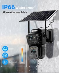 BEZOMIZ 4K WiFi Biztonsági Kamera Kettős Lencse 360° PTZ Éjjellátó Napelem Emberfigyelés 8