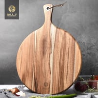 BF BILL.F DIN 1983 Lopată pentru pizza și tocător din lemn de salcâm, poate fi folosită și ca tavă, tavă rotundă pentru transfer, paletă de copt, ridicător de tort pentru pizza și pâine, 48x36,5x1,2 cm 7