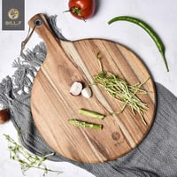 BF BILL.F DIN 1983 Lopată pentru pizza și tocător din lemn de salcâm, poate fi folosită și ca tavă, tavă rotundă pentru transfer, paletă de copt, ridicător de tort pentru pizza și pâine, 48x36,5x1,2 cm 5