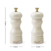 BF Bill.F Set mlinaca za sol i papar, od 1983., 2 komada, drveni, ručni, nadopunjivi, 13,5 cm, s podesivim keramičkim mehanizmom za mljevenje, krem boje 2