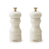 BF Bill.F Set mlinaca za sol i papar, od 1983., 2 komada, drveni, ručni, nadopunjivi, 13,5 cm, s podesivim keramičkim mehanizmom za mljevenje, krem boje 1