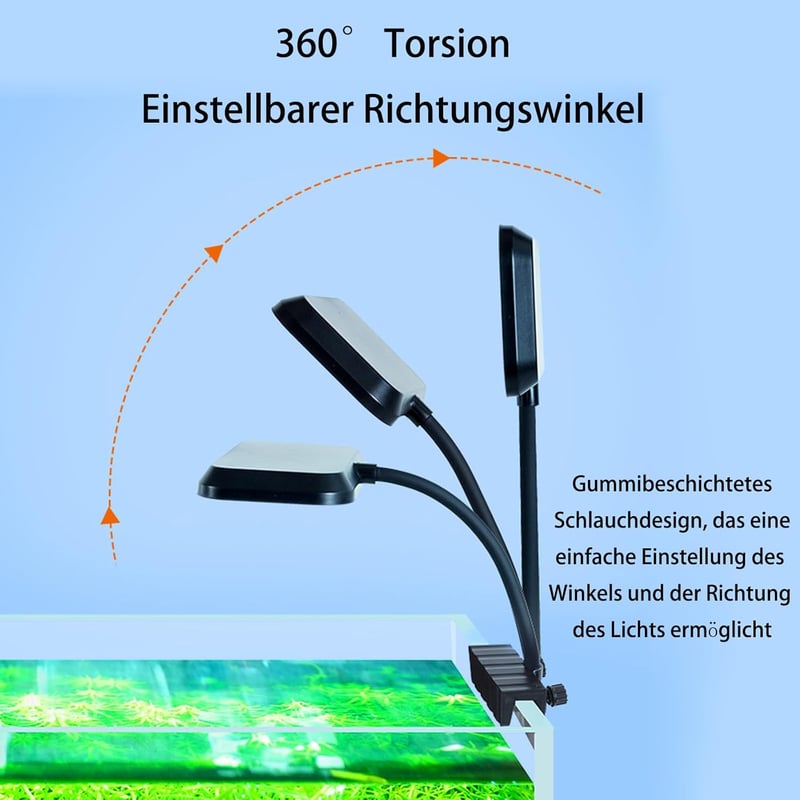 GERUI 92RA LED Akvárium Világítás 360° Fényszórással - Energiatakarékos, Páramentes, Szabályozható Vízálló Lámpa Vízi Növényekhez és Halakho