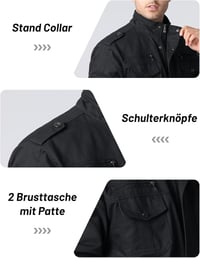 MAGCOMSEN Férfi Katonai Stílusú Átmeneti Dzseki - Fekete, 3XL 4