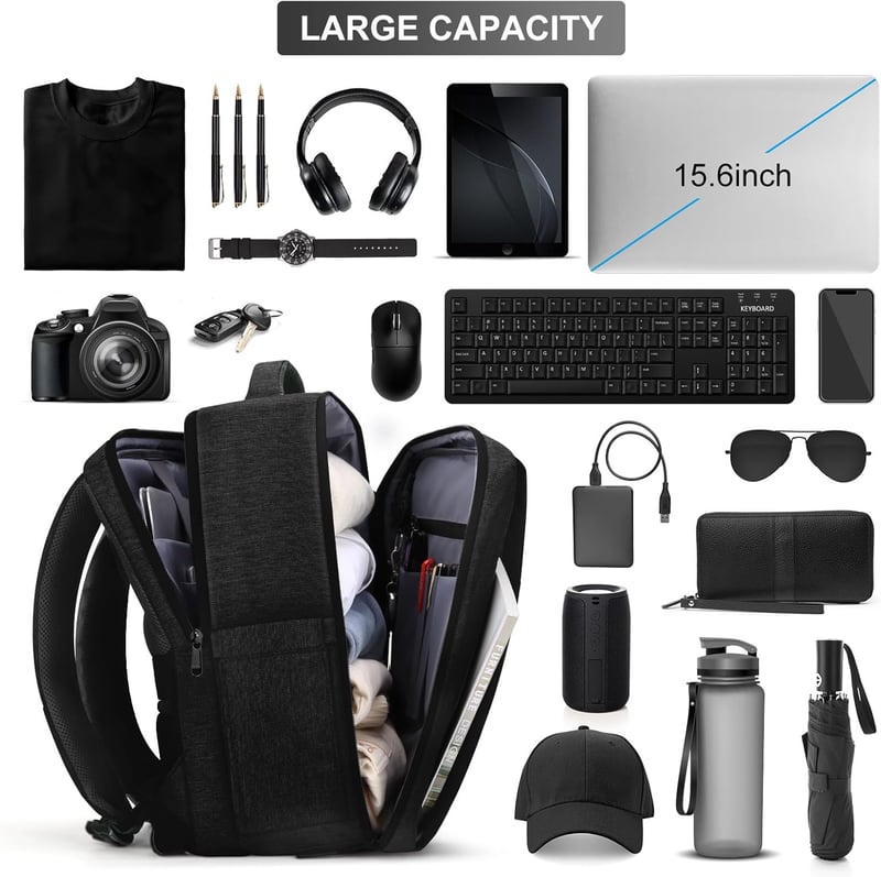 HOMIEE Ryanair Méretű Vízálló Laptop Hátizsák 40x20x25cm, 15,6" Fekete