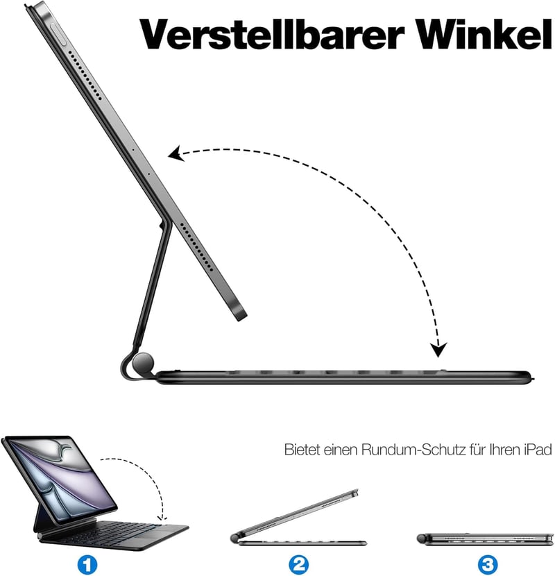 iPad Pro 12,9" Dracool Billentyűzet Tok - Lebegő Trackpaddal, 7 Színű Háttérvilágítással, QWERTZ