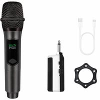 Bezdrôtový karaoke mikrofón TALOMEN K60-1 2.4GHz sivý — chybný, čiastočne funkčný: Samotný mikrofón funguje (stav: pozri 2. obrázok) 1