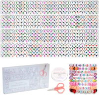 FZIIVQU 1450 db-os színes ABC gyöngy készlet karkötő készítéshez, 4x7 mm-es betűk és számok 8