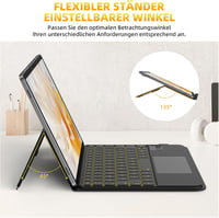 GOKOCO Magic Keyboard Tok Samsung Galaxy Tablet S9FE/S9/S8/S7 11" Készülékekhez - Állítható Háttérvilágítású Billentyűzet Érintőpaddal, Feke 4