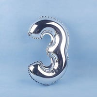 Ezüst "3"-as Fólia Lufi Esküvőre és Születésnapra - Nagy Méretű Betű Léggömb 2