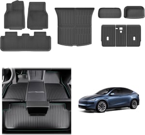 GAFAT Tesla Model Y Juniper 2025-2026 TPE Set Auto Tepiha - 9 komada, Otporni na vremenske uvjete, 3D Laserski skenirani Auto Tepisi i Tepih Prtljažnika, Protuklizni