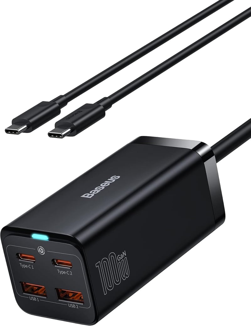 Baseus 100W GaN3 USB-C gyorstöltő 4 porttal, MacBook, iPhone 15, Samsung S24 kompatibilis