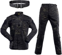 WISEONUS Airsoft Taktikai Ruházat Szett - Katonai Terepszínű Egyenruha Paintball Játékhoz, Vadászathoz - Fekete Terep Mintás Kabát és Nadrág 1