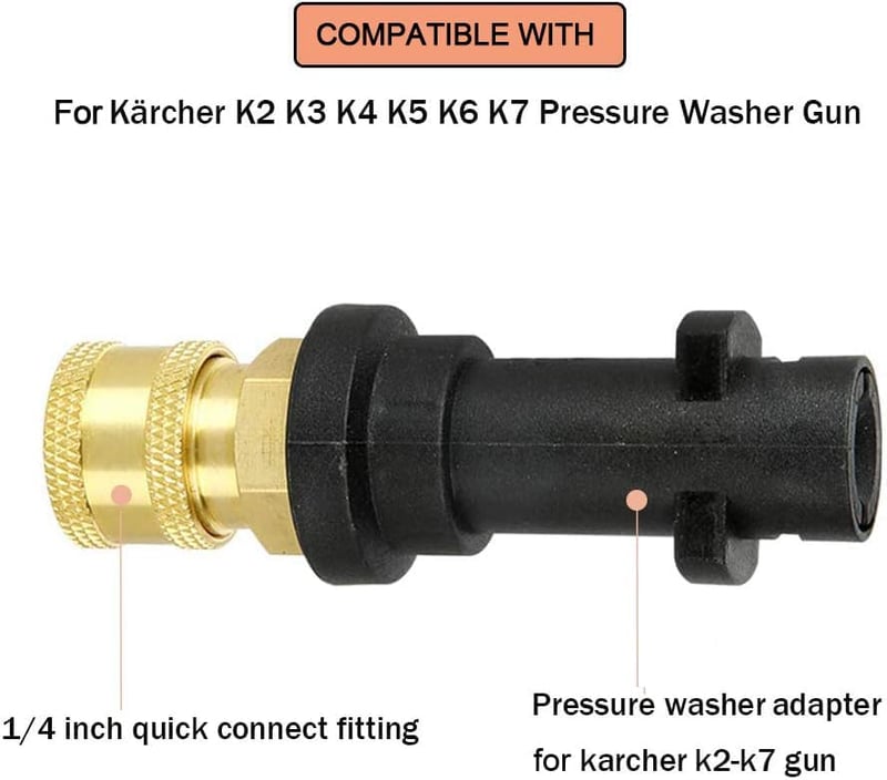 Stone Banks Nyomásmosó Adapter 1/4" Gyorscsatlakozóval - Karcher K2-K7 Sorozathoz Kompatibilis Habágyú Csatlakozó
