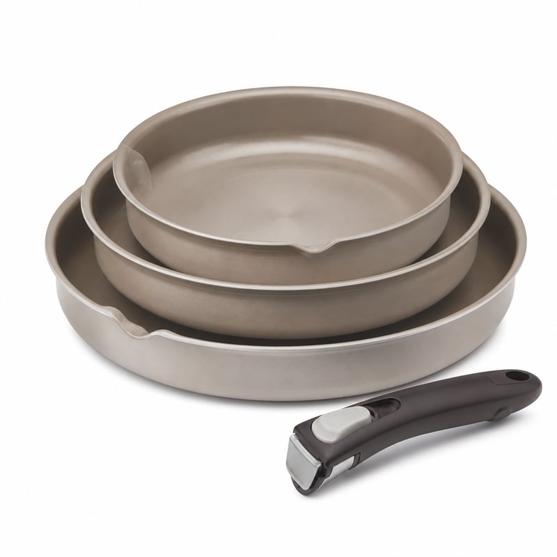 Set de tigăi Tefal Ingenio Emotion L8968445 din oțel inoxidabil 22/24/28 cm cu mâner detașabil — unitate principală ușor lovită (resigilat)