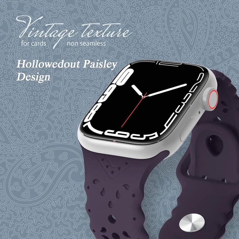 Apple Watch szilikon szíj 38/40mm, légáteresztő csipkés minta, 3db (lila-fekete-fehér)