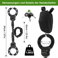 Mucek E-Roller Lakat - 60 cm Réz Magos Bilincs Zár Tárolótáskával, Kerékpár és Roller Lánclakat, Fekete, 1,74 kg, Lopásgátló 3
