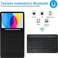 iPad 10. generációs bluetooth billentyűzetes tok, tollartóval, spanyol kiosztással 3