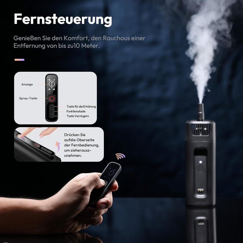 ULANZI FM01 Mini Ködgép - 40W Hordozható Füstgép 10m Távirányítóval, Akkumulátoros Ködösítő Fotózáshoz, Videózáshoz, Esküvőre, Partikra