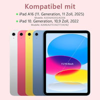 TQQ iPad A16 11/10 Generációs Védőtok Levehető Bluetooth Billentyűzettel - QWERTZ Német Kiosztás, Mágneses Csatlakozás, Hosszú Üzemidő 2