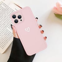 iPhone 13 Pro Max rózsaszín szilikon tok fehér szívecskékkel, ütésálló 6